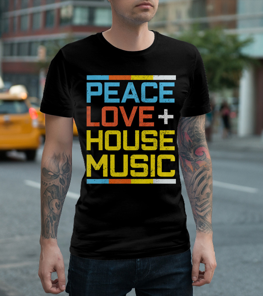 Peace Love House Music Vintage Retro T-Shirt