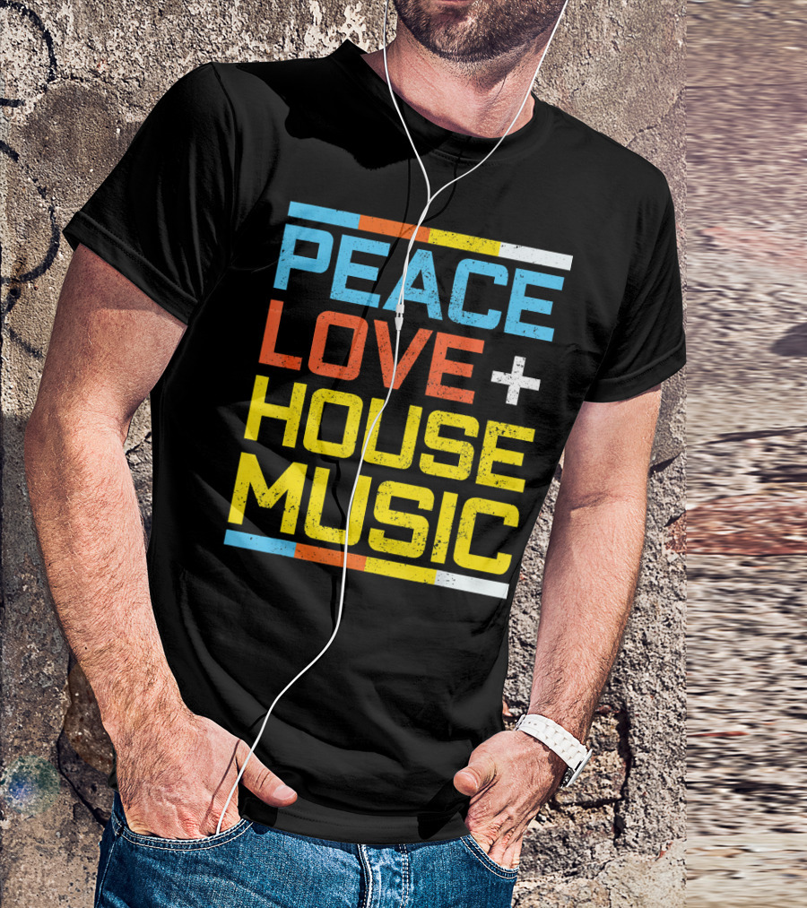 Peace Love House Music Vintage Retro T-Shirt