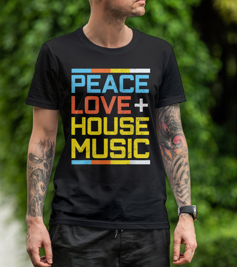 Peace Love House Music Vintage Retro T-Shirt