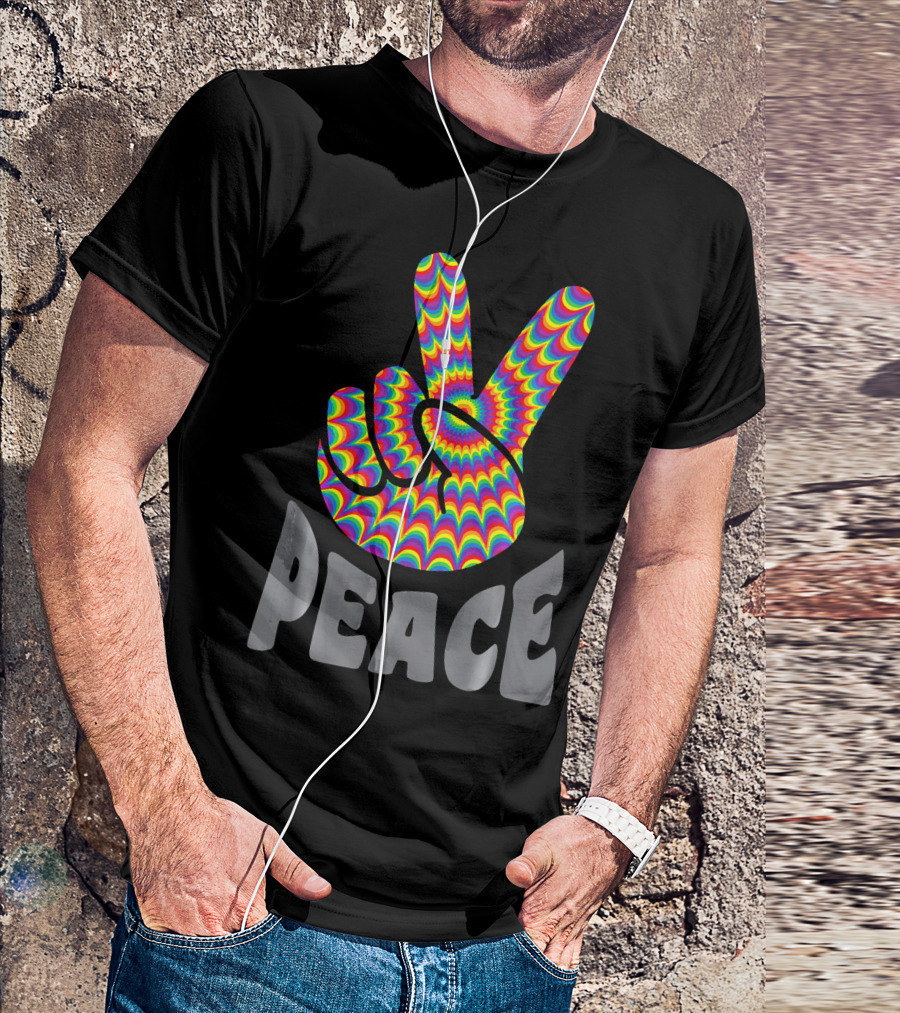 Peace Sign V Hand Groovy Tie Dye T-Shirt
