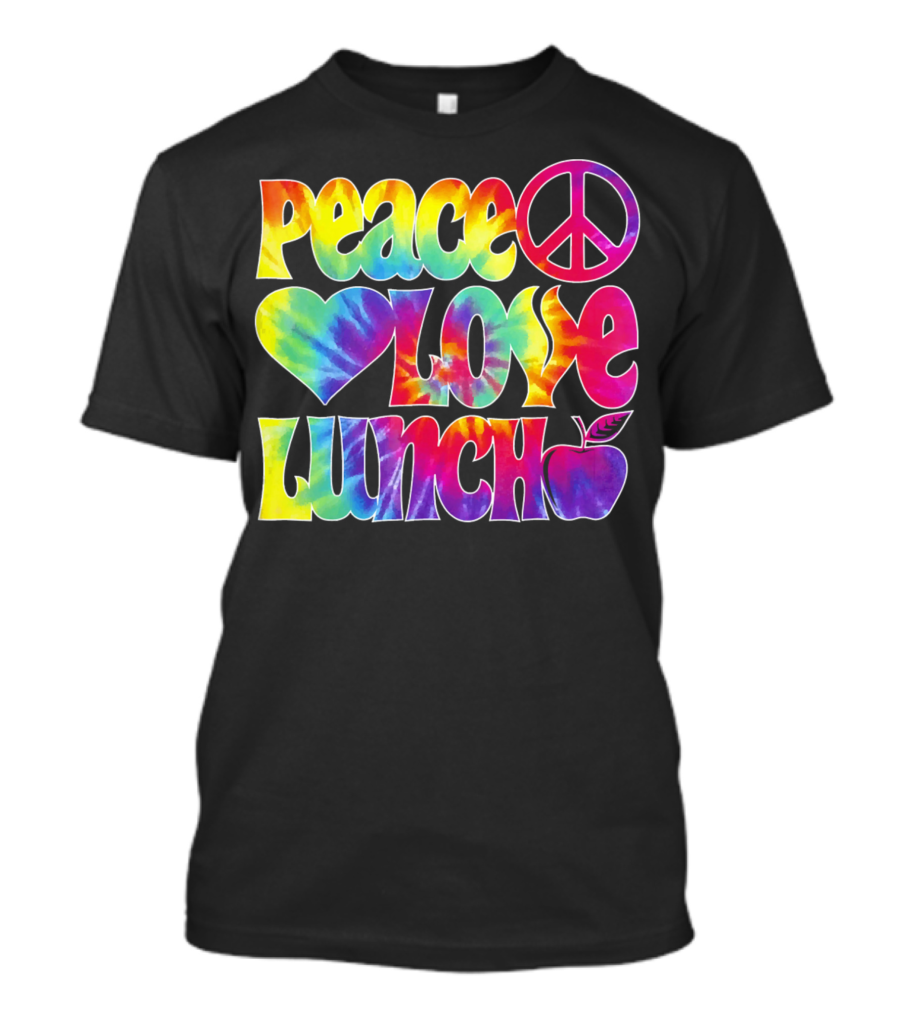 Peace Love Lunch Tie-Dye Apple Decor T-Shirt