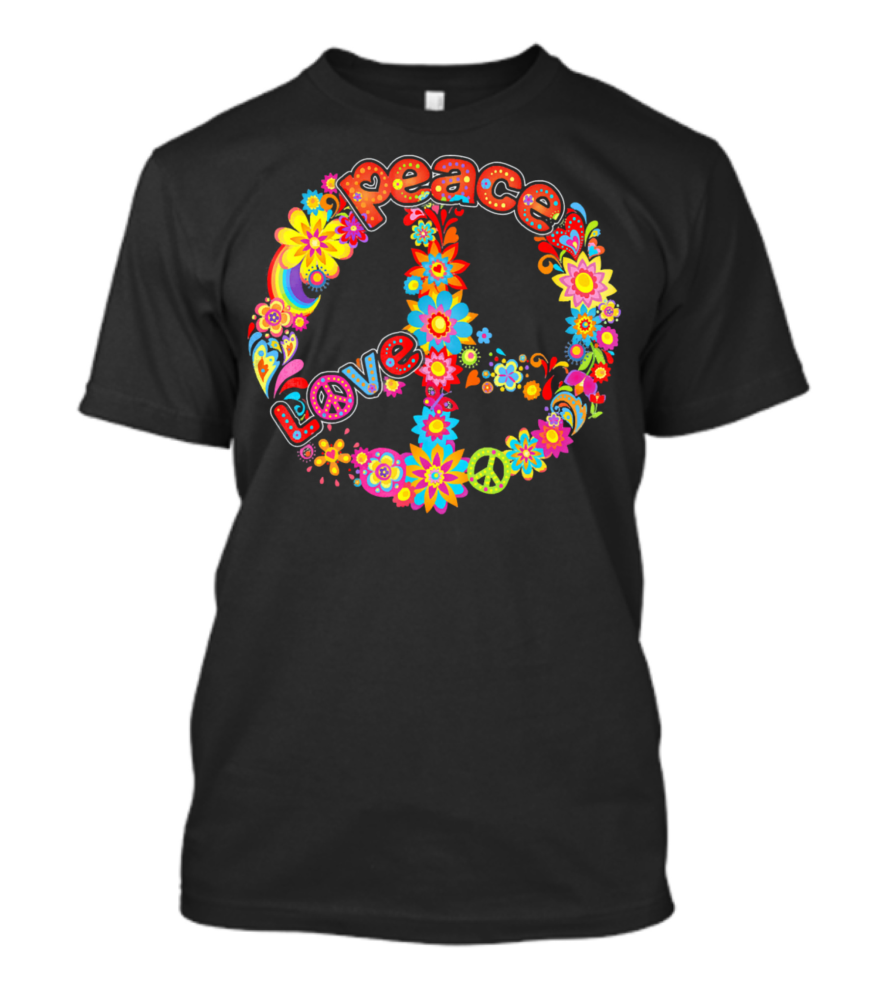 Peace Love 60s 70s Tie Dye Flower Power Peace Sign T-Shirt