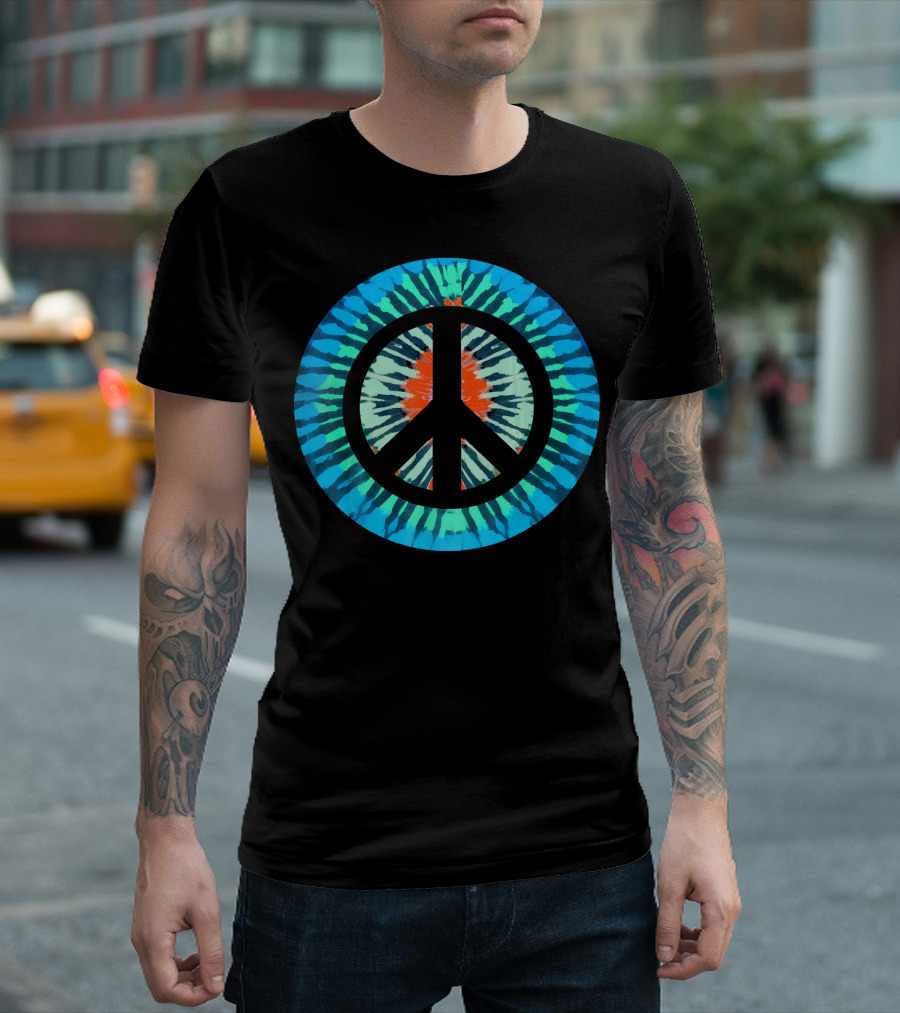 Tie Dye Peace Sign Colorful Retro Psychedelic 60s T-Shirt