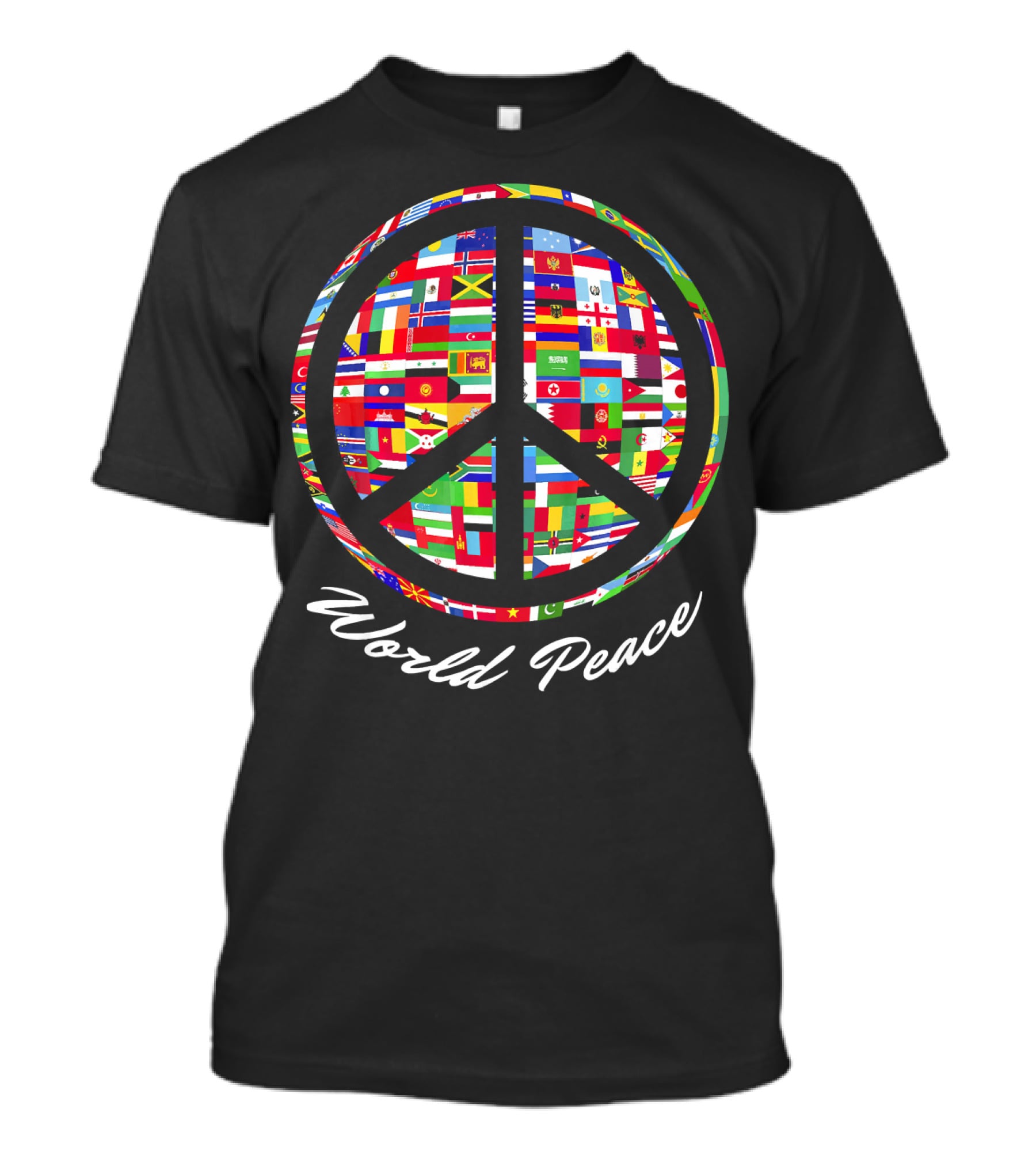 World Peace Sign Flags Of Nations Globe T-Shirt