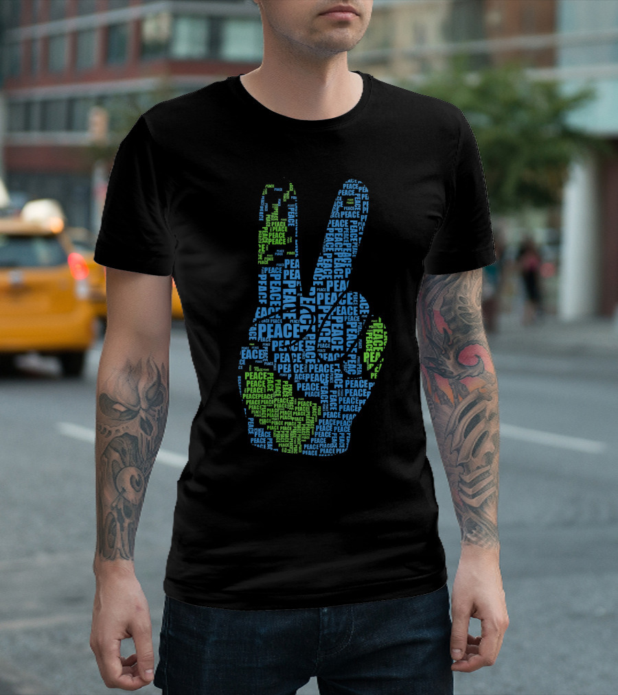 Peace Sign Fingers Hand Earth Love Peace Peace Peace Hippi T-Shirt