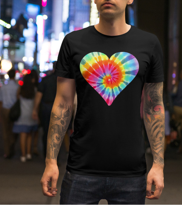 Tie Dye Hippie Heart Peace Spiral Rainbow Heart T-Shirt