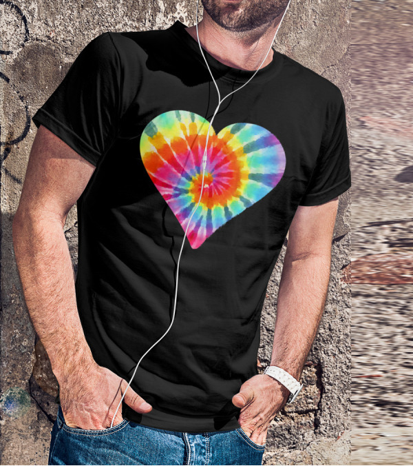 Tie Dye Hippie Heart Peace Spiral Rainbow Heart T-Shirt