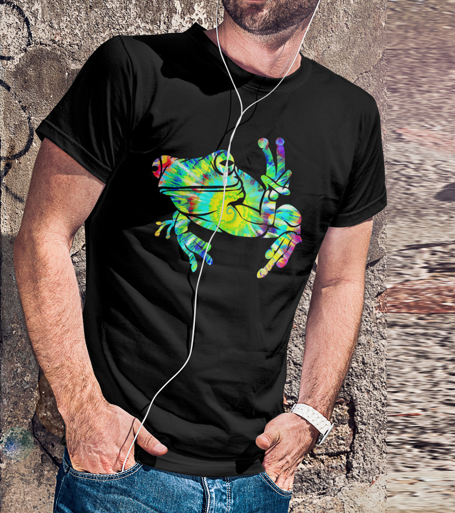 Cool Tie Dye Peace Frog Psychedelic Vibes T-Shirt