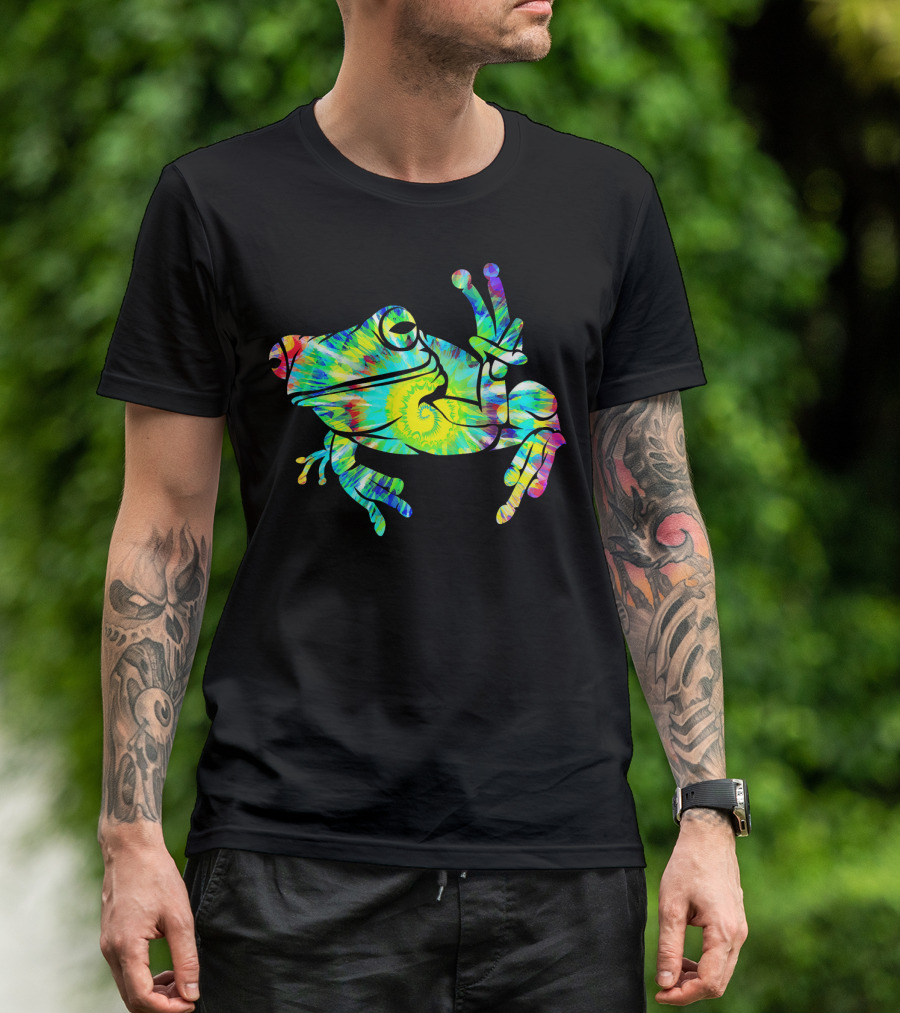 Cool Tie Dye Peace Frog Psychedelic Vibes T-Shirt