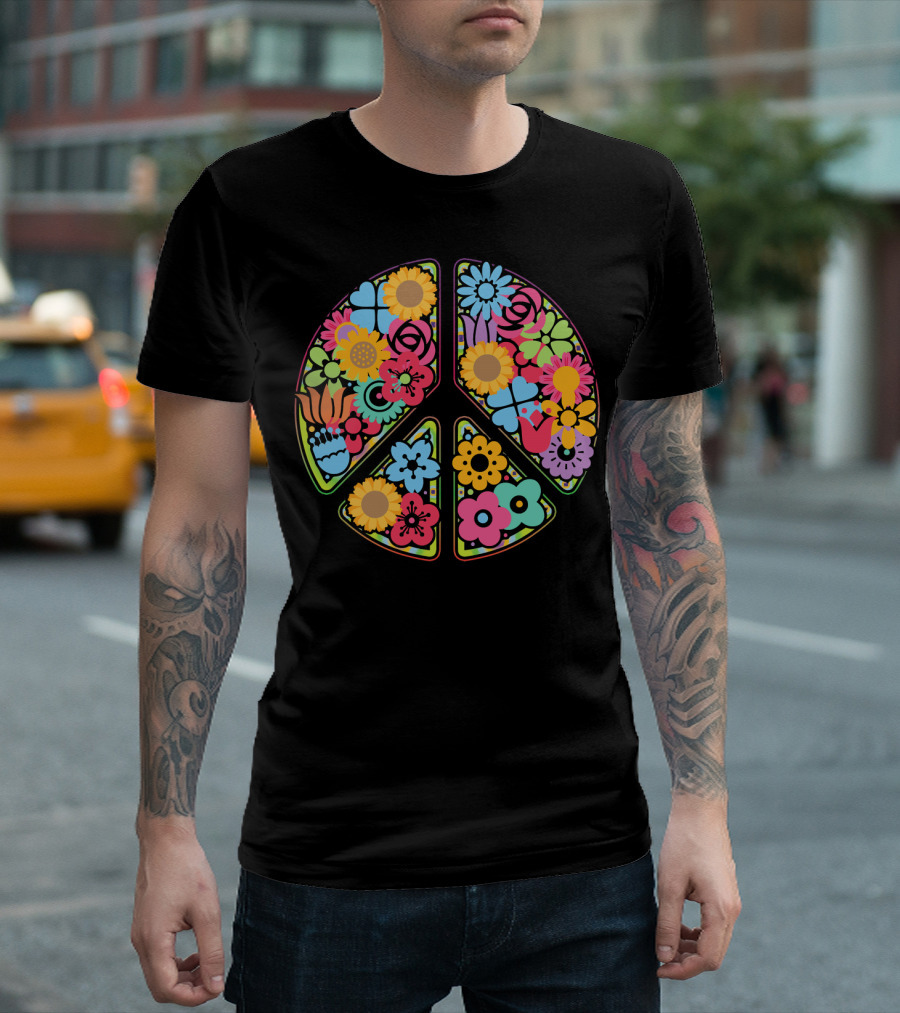 Flower Peace Love Imagine Floral T-Shirt