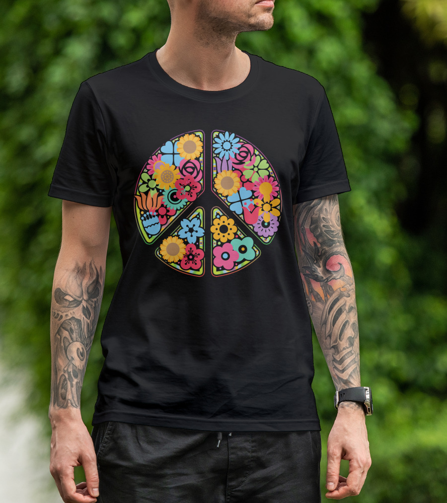 Flower Peace Love Imagine Floral T-Shirt