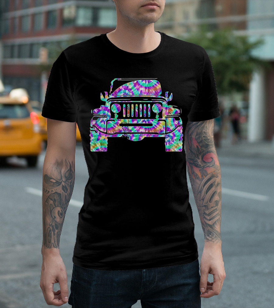 Tie Dye Jeeps Hippie Peace Retro Off-Road Adventure T-Shirt