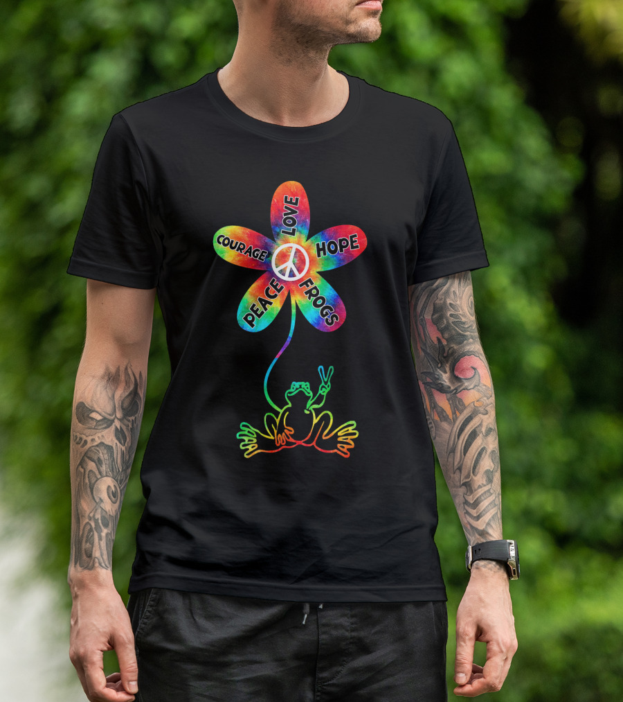 Peace Love Hope Courage Frogs T-Shirt