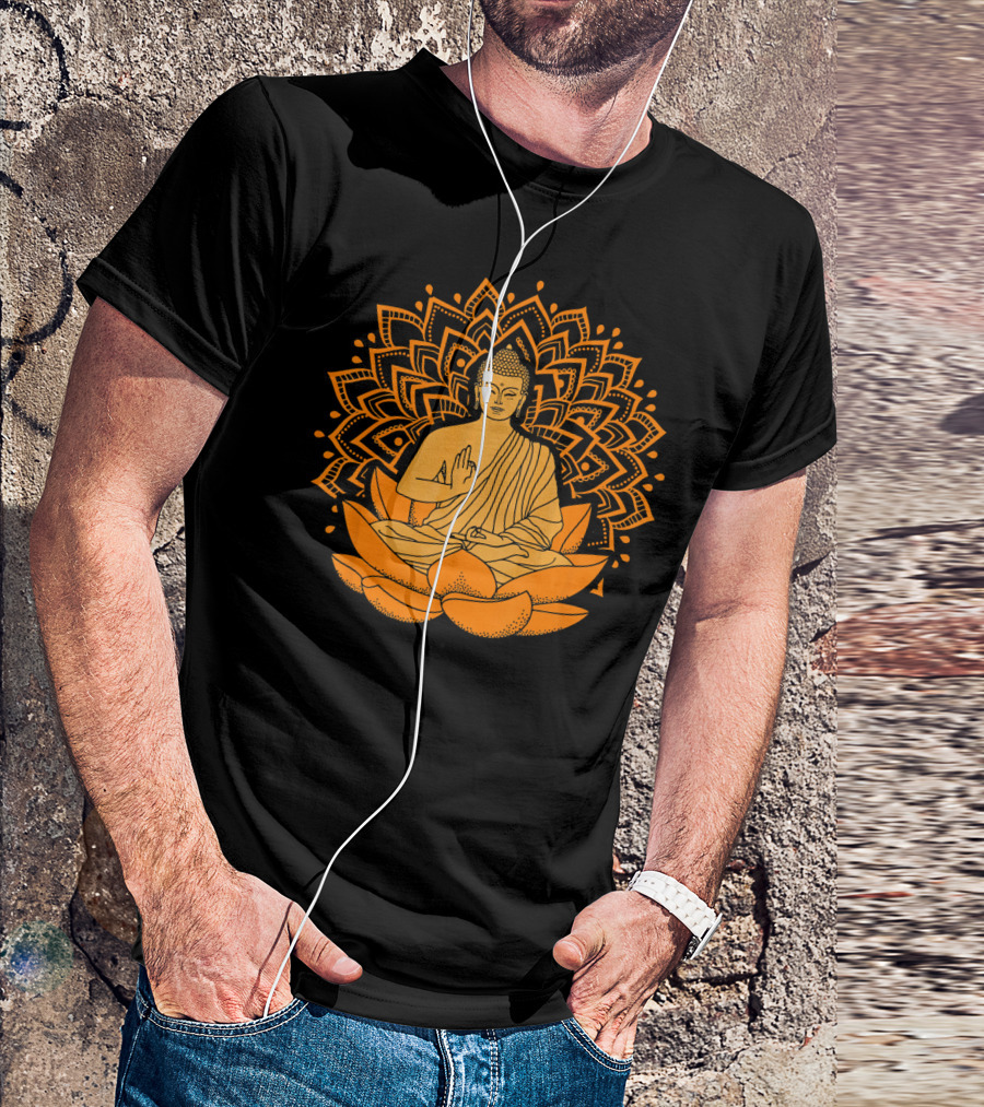 Inner Peace Buddha On Lotus Mandala Relax And Let It Go T-Shirt