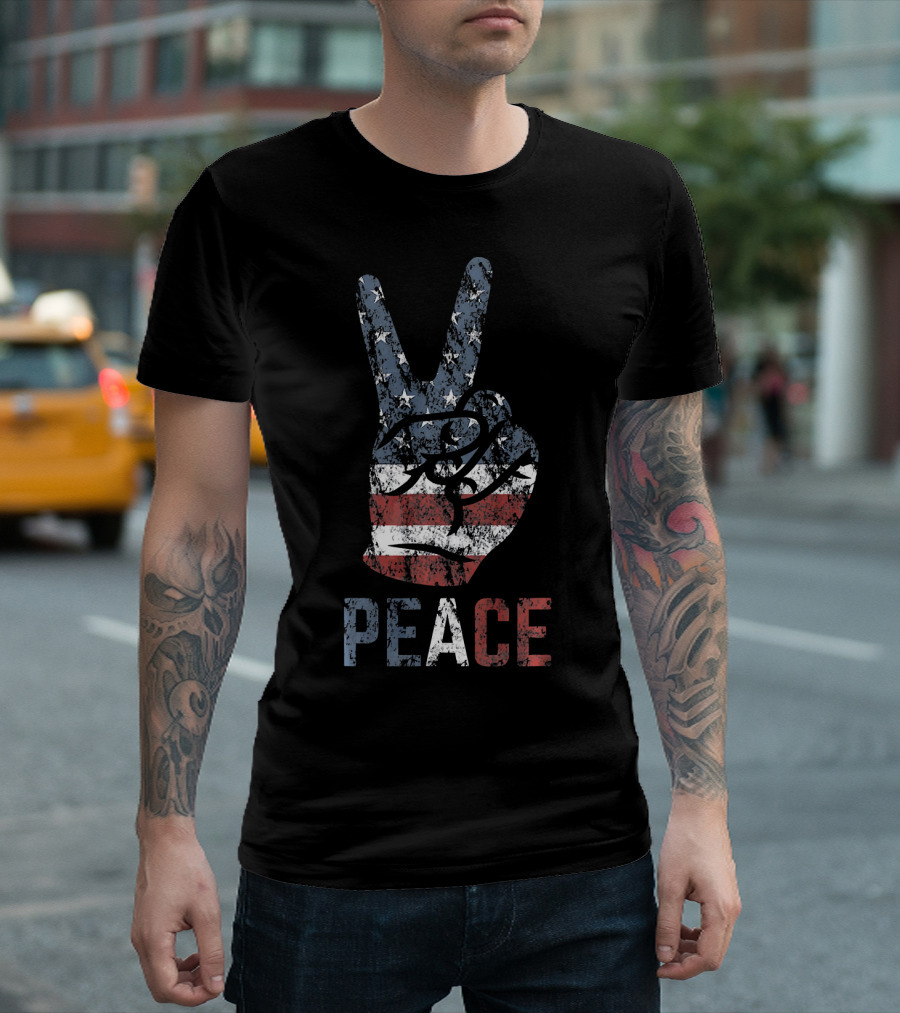 American Flag Peace Sign USA T-Shirt