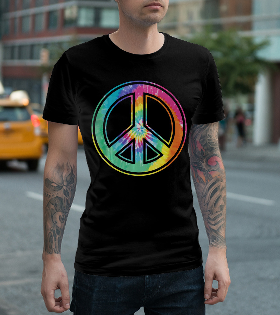 Tie Dye Peace Sign Rainbow Colors T-Shirt