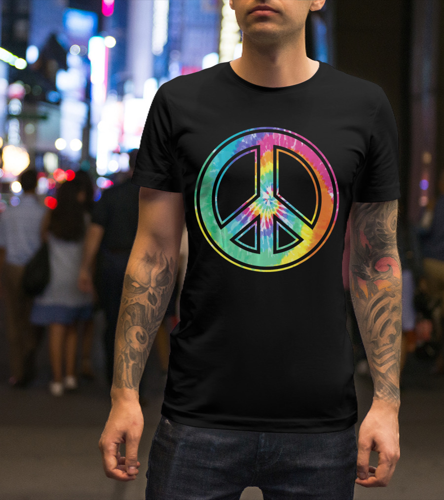 Tie Dye Peace Sign Rainbow Colors T-Shirt