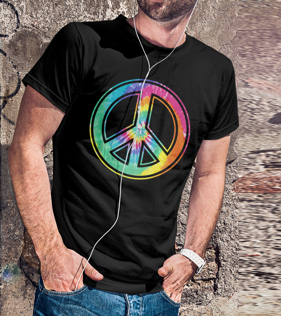 Tie Dye Peace Sign Rainbow Colors T-Shirt