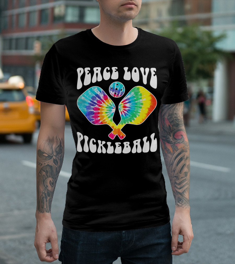 Peace Love Pickleball Vintage Tie Dye Paddles T-Shirt