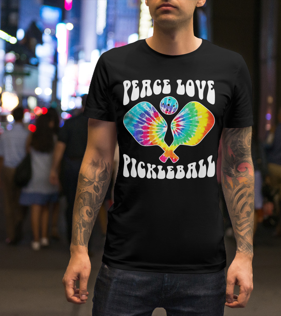 Peace Love Pickleball Vintage Tie Dye Paddles T-Shirt