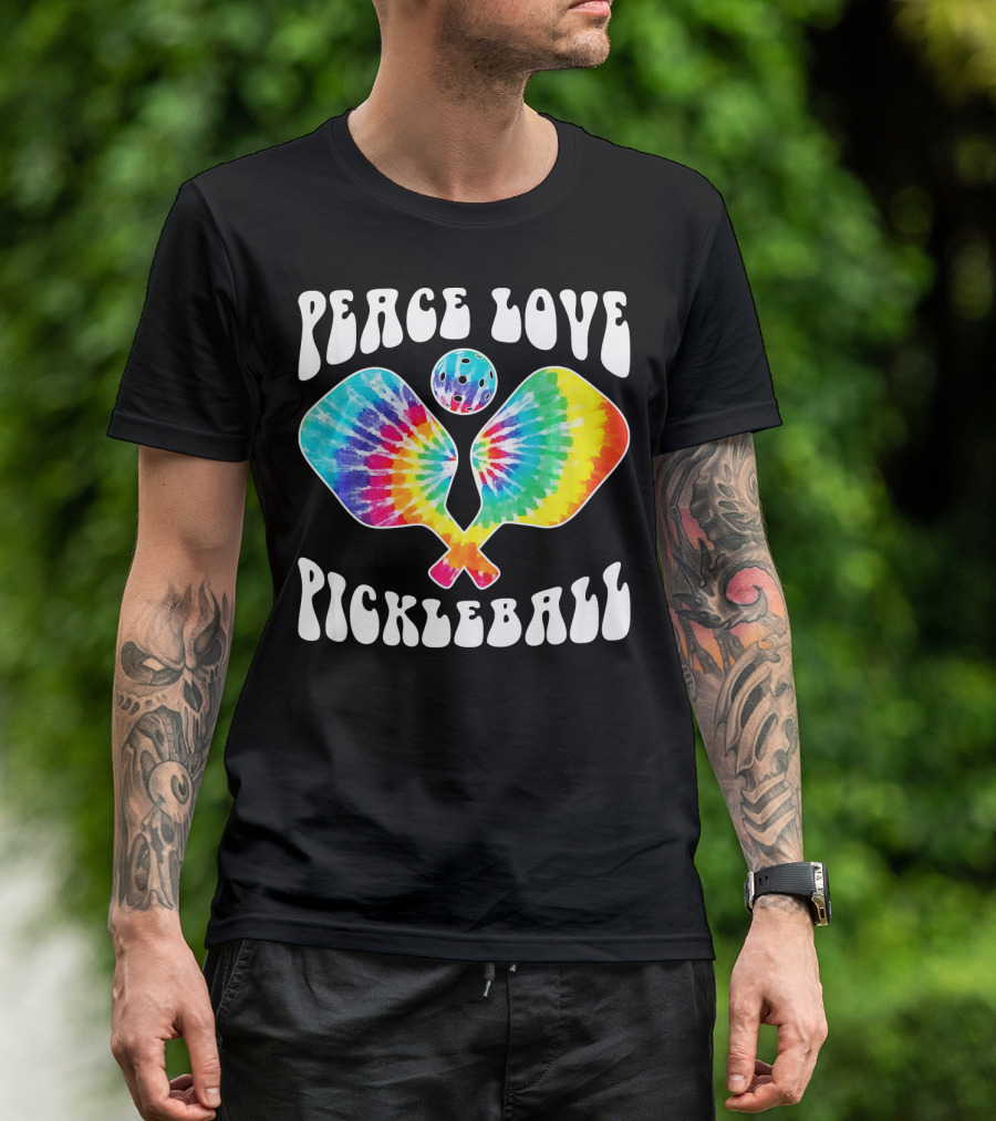 Peace Love Pickleball Vintage Tie Dye Paddles T-Shirt