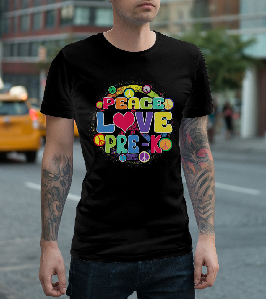 Peace Love Pre-K Rainbow Peace Signs T-Shirt