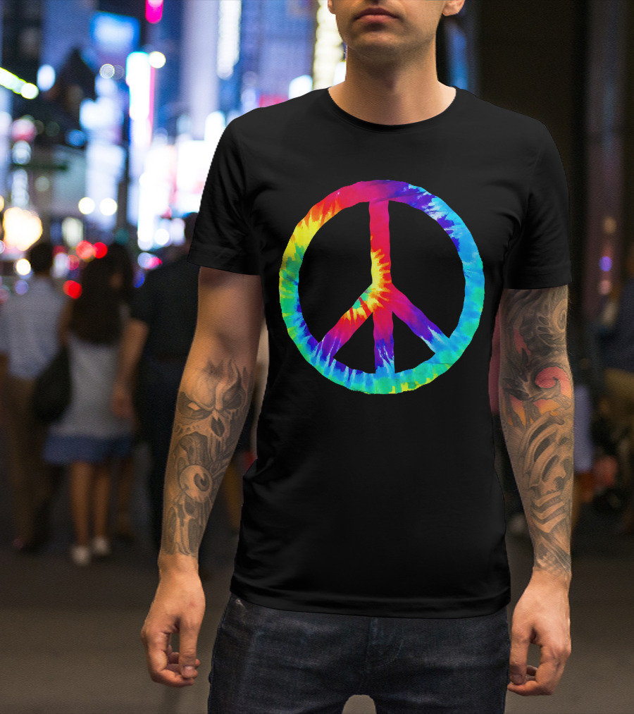 Hippie Rainbow Tie Dye Peace Sign T-Shirt