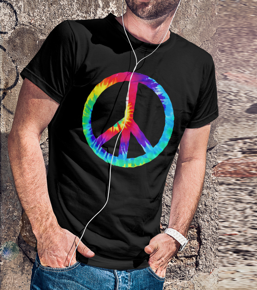Hippie Rainbow Tie Dye Peace Sign T-Shirt