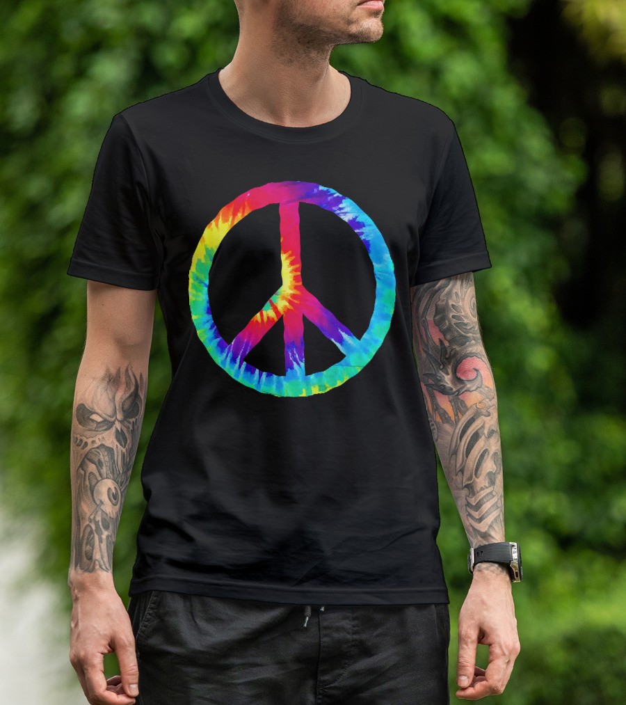 Hippie Rainbow Tie Dye Peace Sign T-Shirt