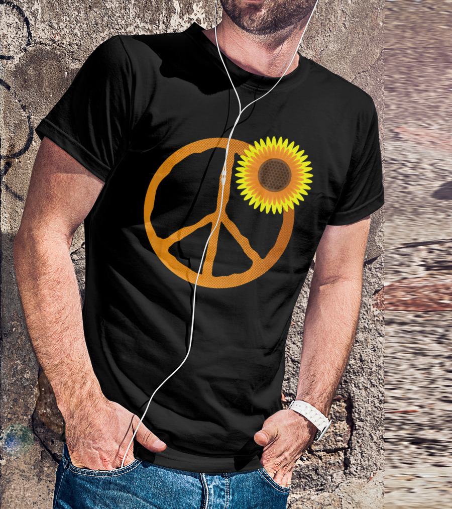 Sunflower Peace Sign Hippie Groov Flower T-Shirt