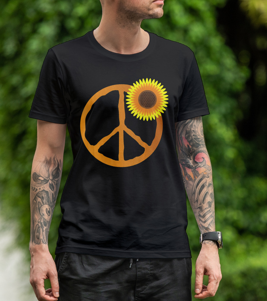 Sunflower Peace Sign Hippie Groov Flower T-Shirt