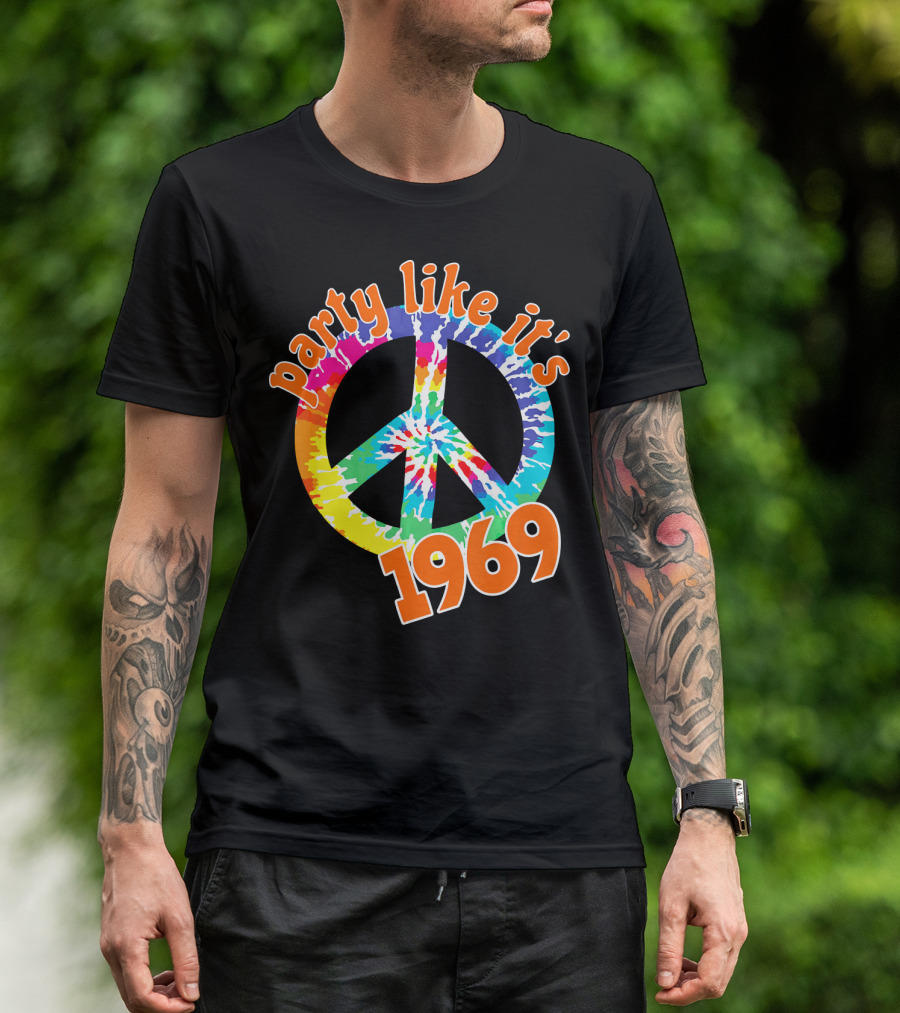 Party Like It's 1969 Tie-Dye Peace Symbol Vintage T-Shirt