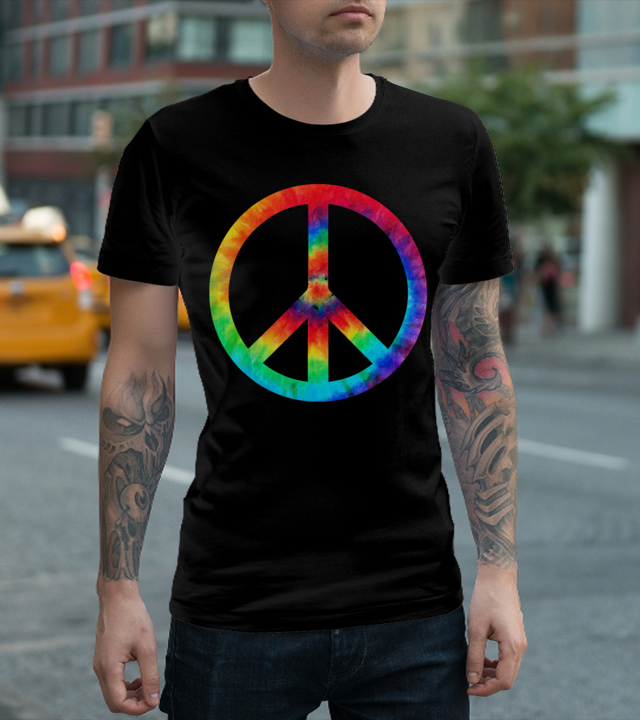 PEACE SIGN Tie Dye Rainbow Hippies T-Shirt