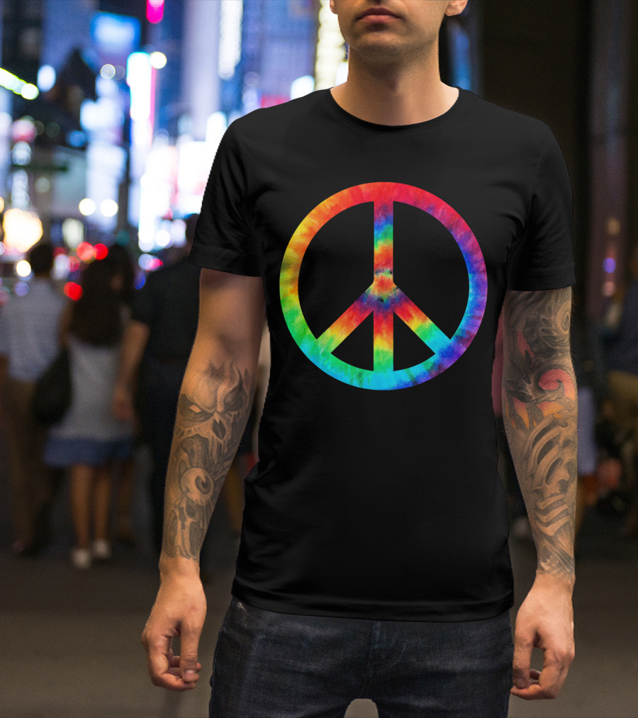 PEACE SIGN Tie Dye Rainbow Hippies T-Shirt