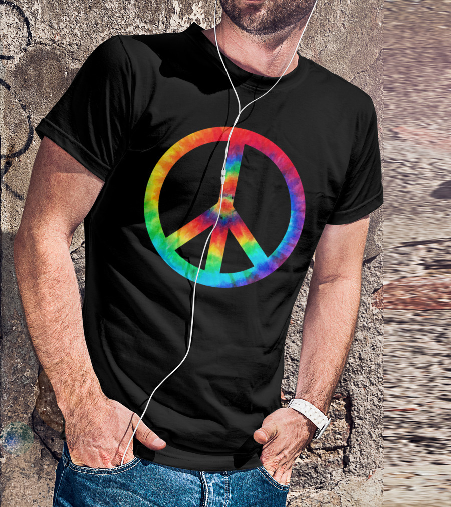PEACE SIGN Tie Dye Rainbow Hippies T-Shirt