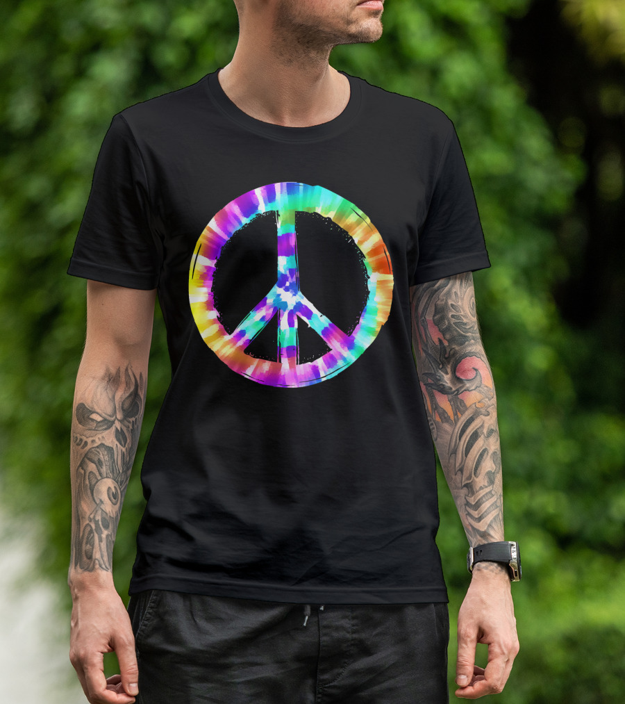 Colorful Tie Dye Peace Sign Vibrant T-Shirt