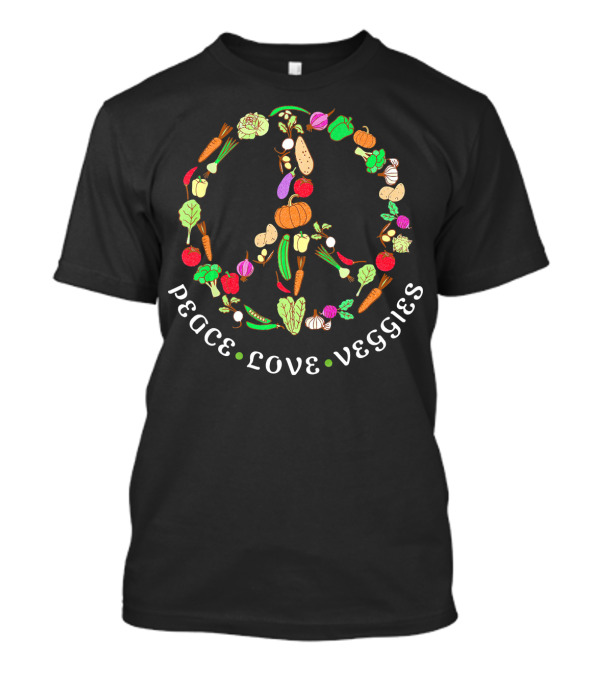 Peace Love Veggies Vegetable Art Cute Vega T-Shirt