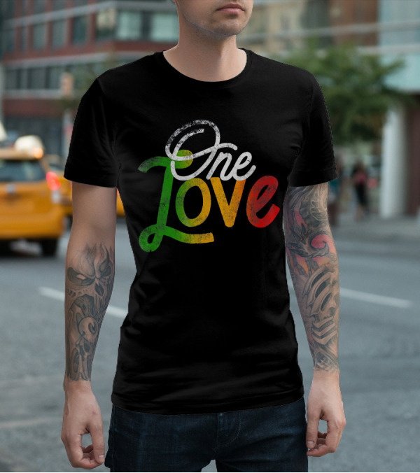 One Love Heart Rasta Reggae Roots Clothi Vintage Rastafarian Colors T-Shirt