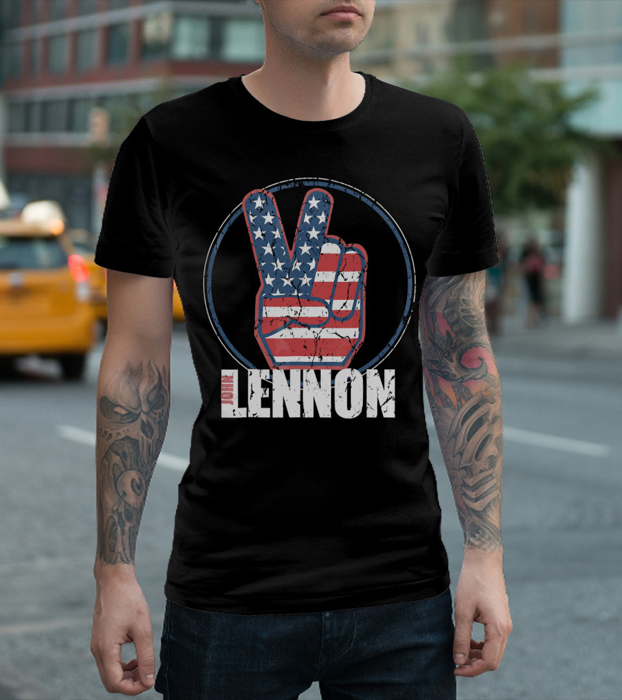 John Lennon Red White Blue Peace American Flag Victory T-Shirt