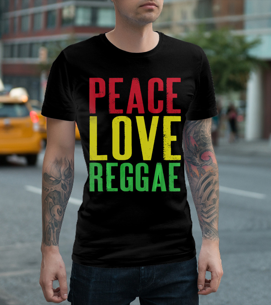 Peace Love Reggae Jamaican Colors T-Shirt