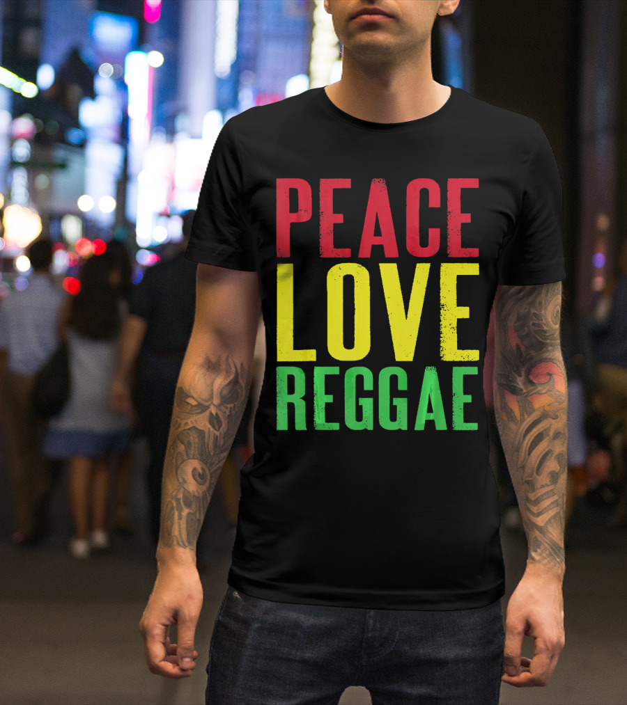 Peace Love Reggae Jamaican Colors T-Shirt