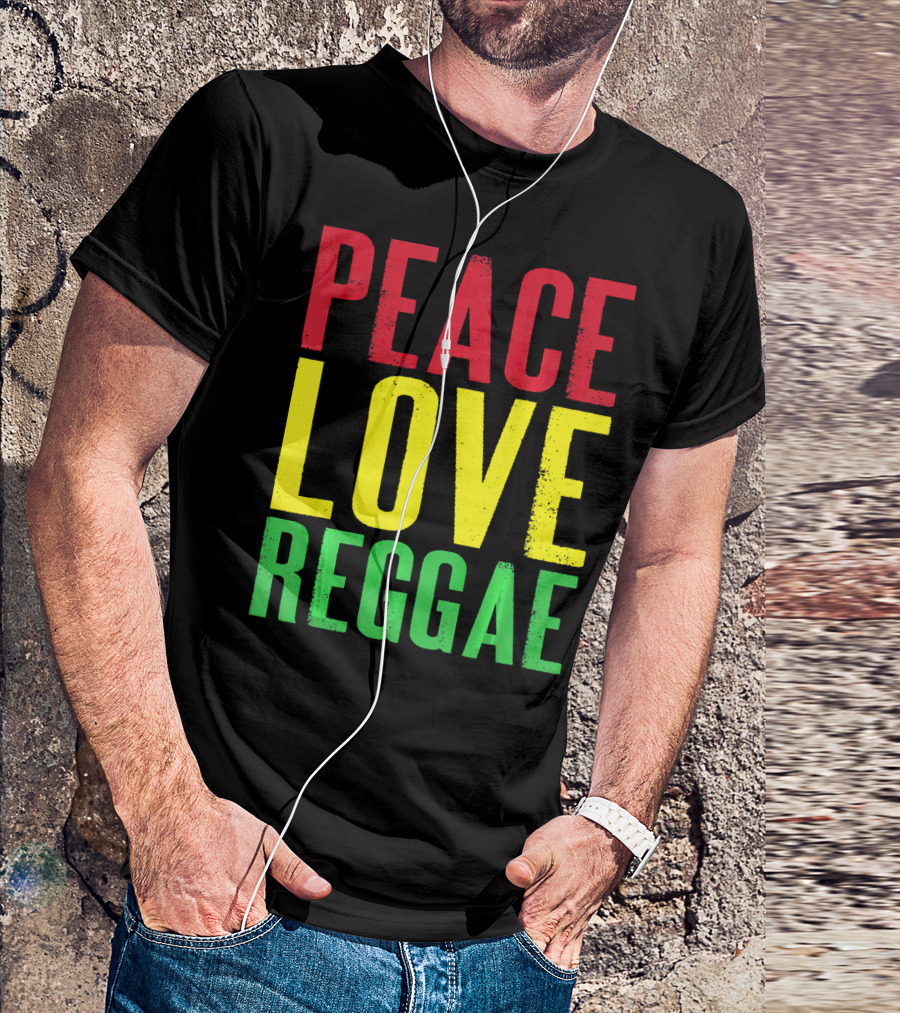 Peace Love Reggae Jamaican Colors T-Shirt