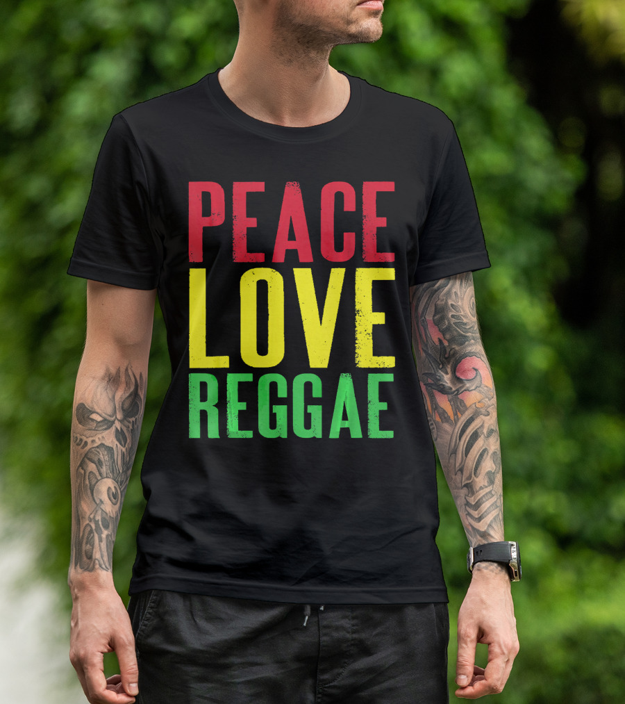 Peace Love Reggae Jamaican Colors T-Shirt