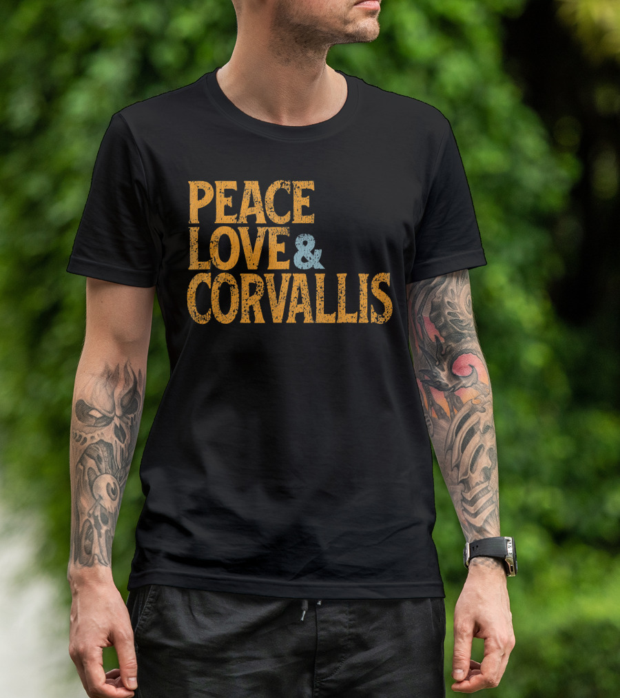 Peace Love Corvallis Retro 1960s T-Shirt