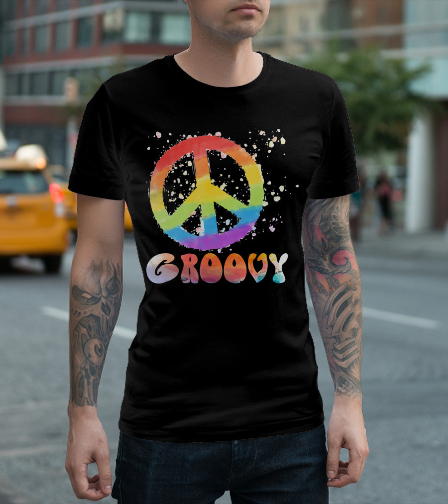 Peace Sign Groovy Retro 60s 70s Rainbow Psychedelic T-Shirt