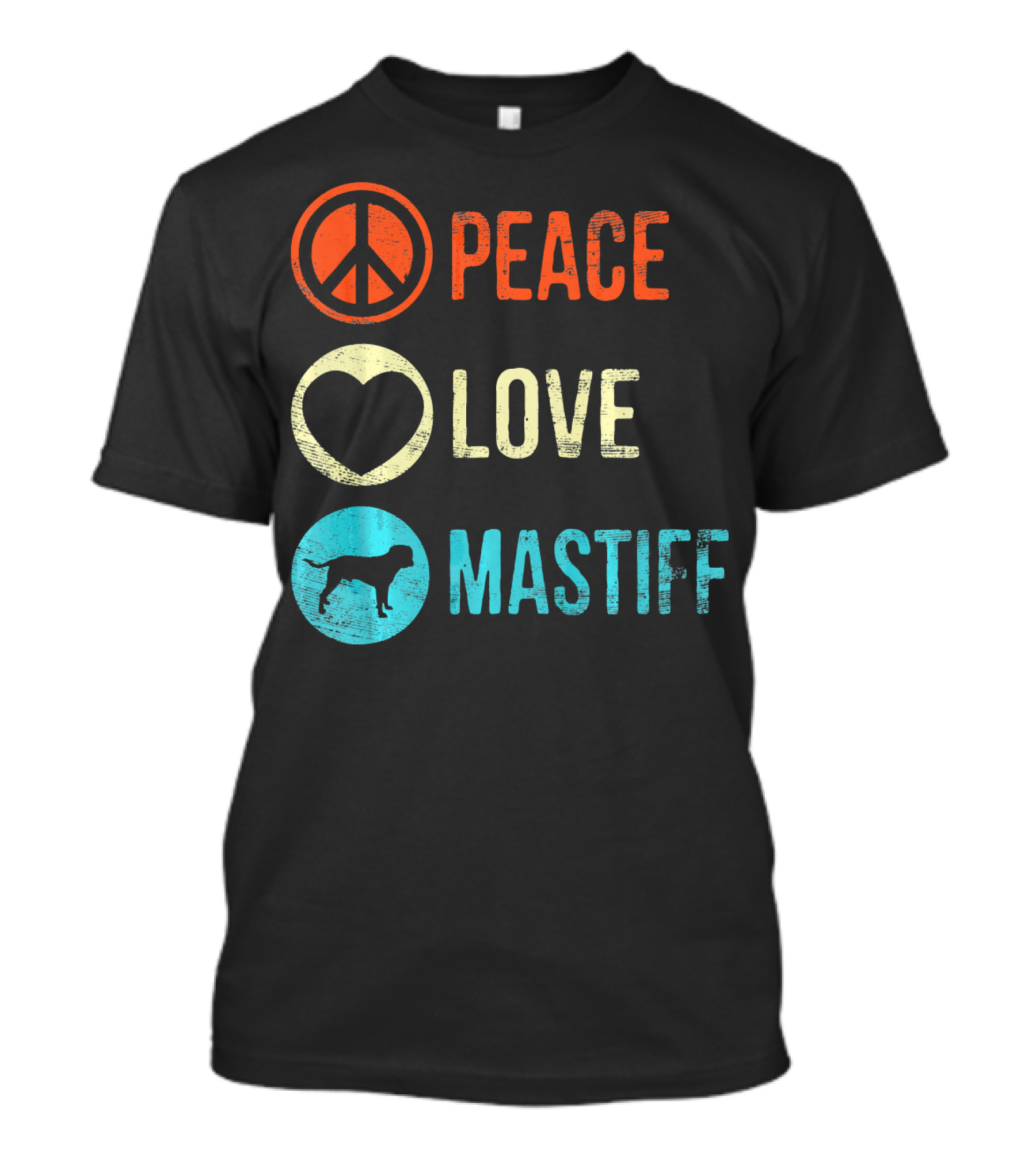 Peace Love Mastiff Dog Lover Pet Iconic Symbols T-Shirt
