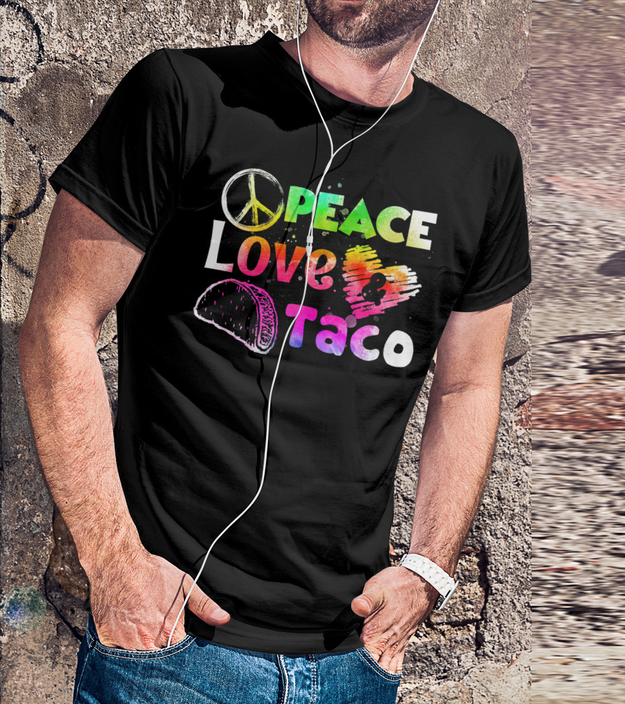PEACE LOVE TACO Funny Cinco De Mayo Colorful T-Shirt