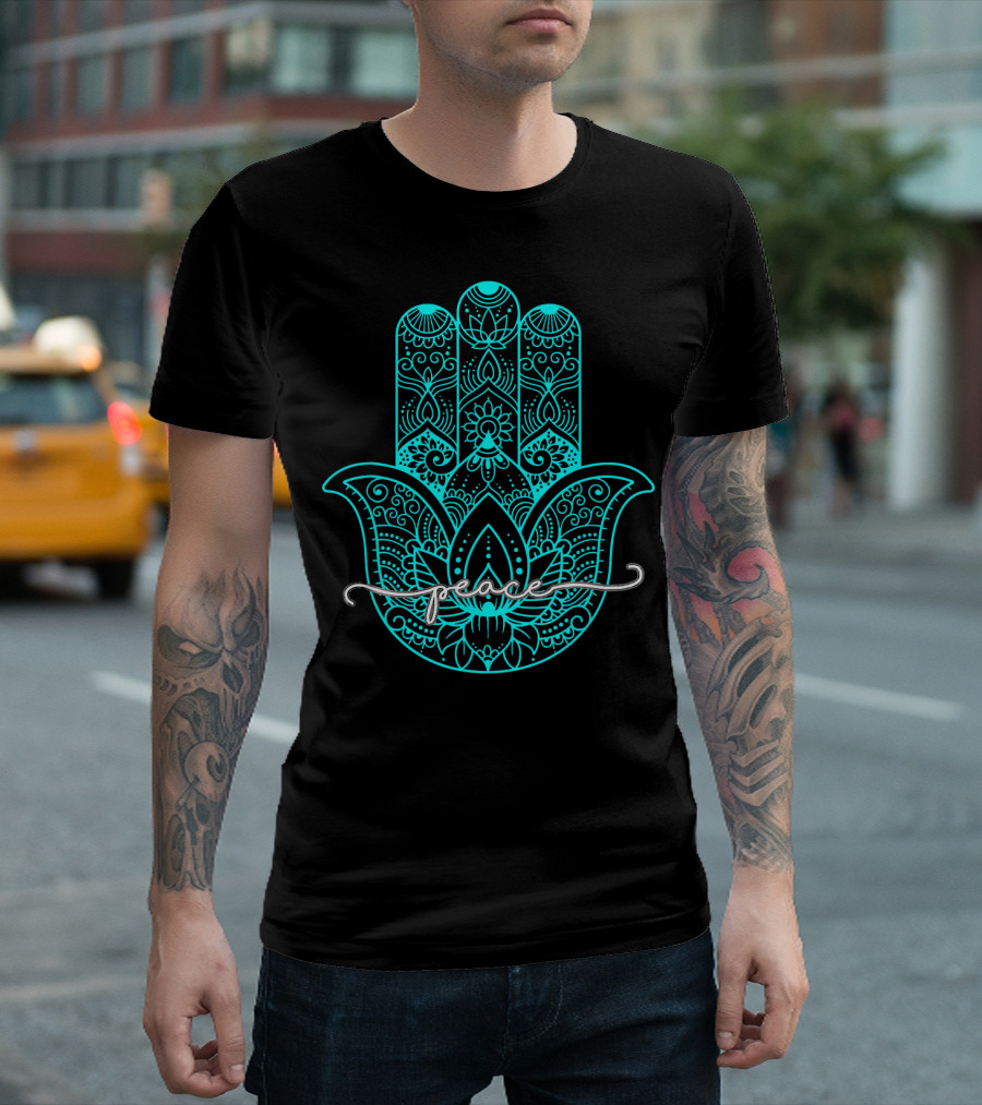 Peace Hamsa Mandala Yoga Gym T-Shirt