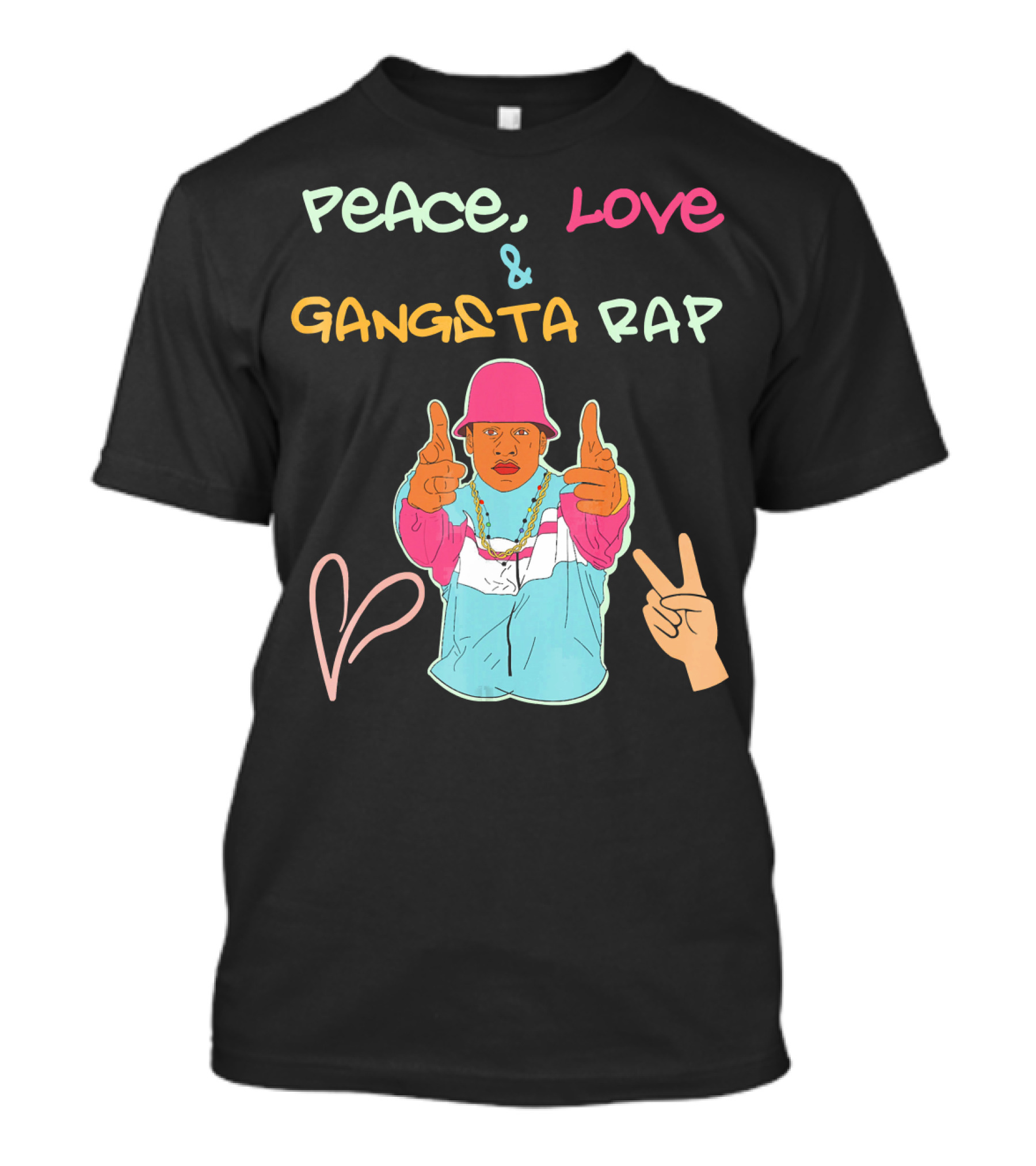 Peace Love And Gangsta Rap Hippy Hiphop Unis T-Shirt