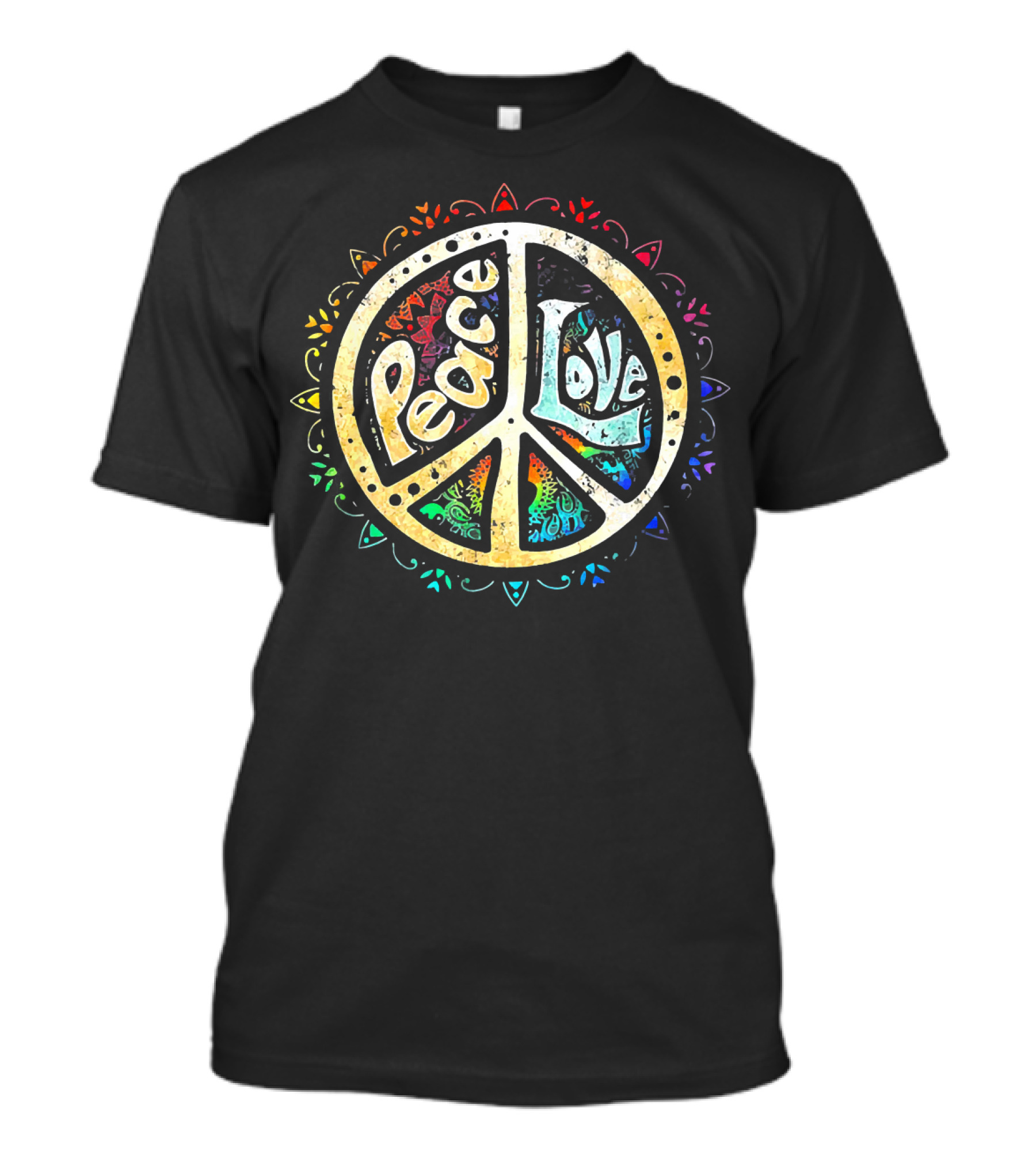 Peace Love Tee Colorful Peace Sign Mandala T-Shirt